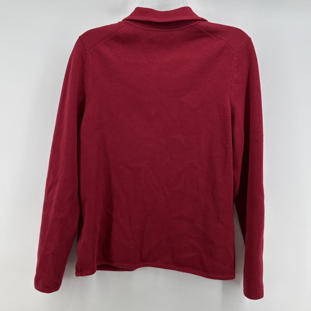 Lands'‎ End M 10/12 Red Jacket/Sweater Cotton Pockets Buttons Collar - Picture 6 of 9